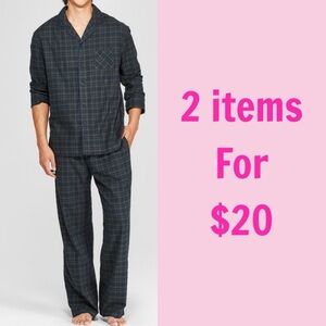 3/$30 Goodfellow & Co. Mens Green Plaid Flannel Pajama Set Top & Bottom Sz Small